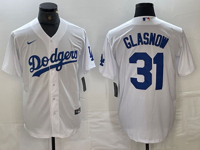 Men Los Angeles Dodgers 31 Glasnow White Nike Game MLB Jersey style 1